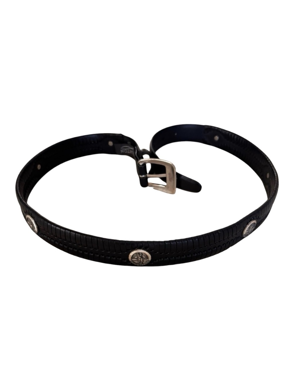 NWOT Brighton Women’s Black Leather Golf Theme Belt with Silver Detailing Sz 36